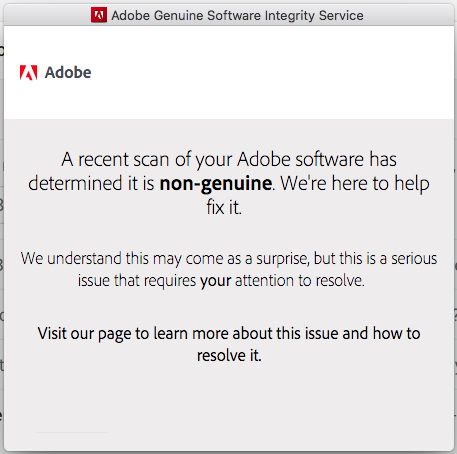 Adobe genuine software integrity service pop-up machines